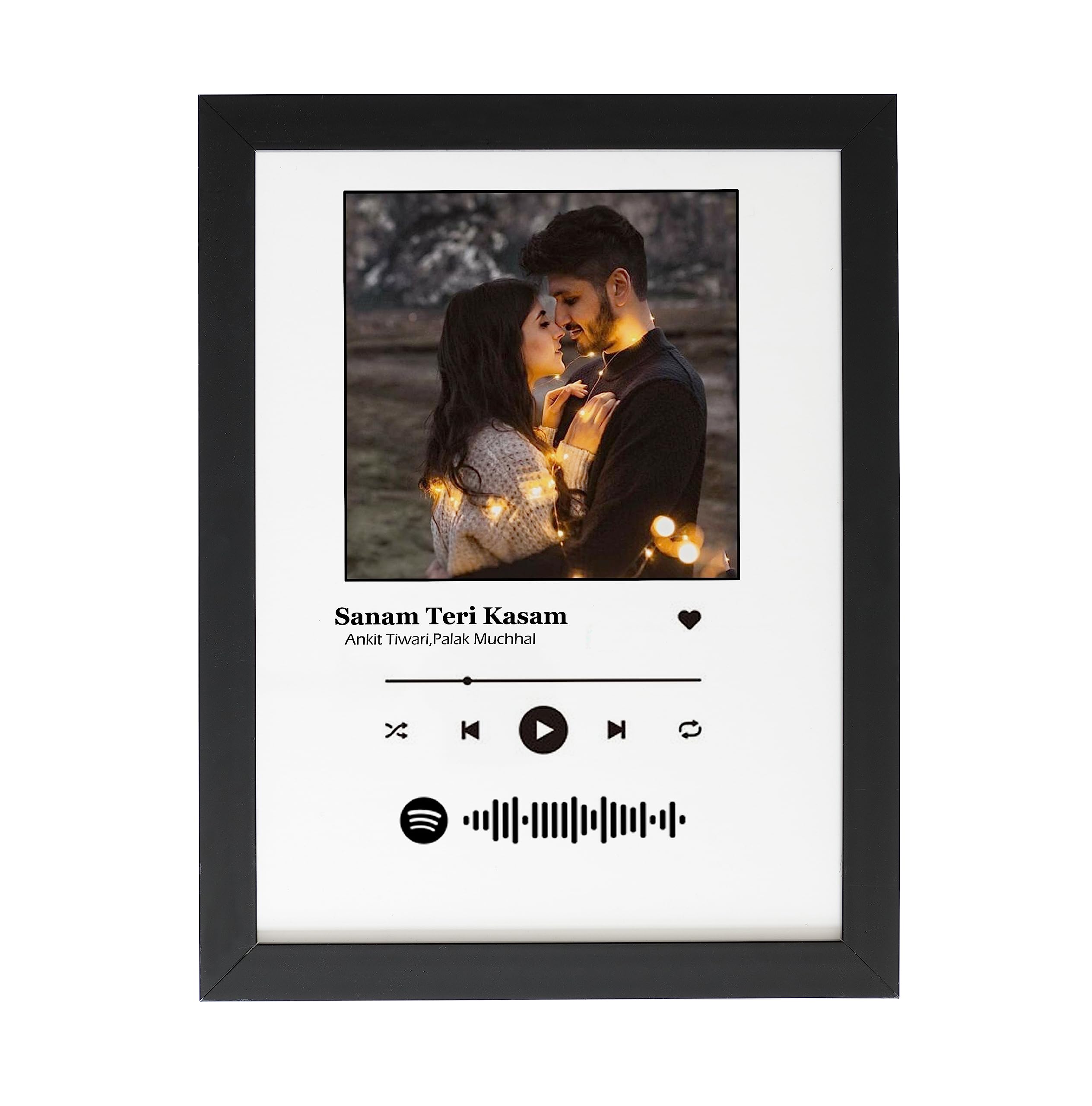 Fa6 Light Pink Background Spotify Photo Frame - Customized Spotify Song & Your Photo (White, 5X7 Inch)